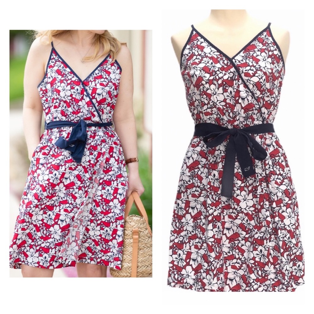 VINEYARD VINES X TARGET Red Hibiscus Flower Whale
V-Neck Wrap Dress XS - Picture 2 of 15